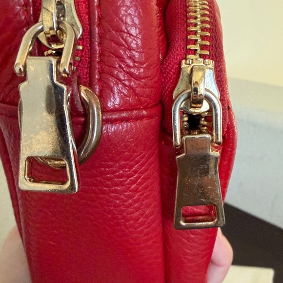 USED Original Pom Pom London Mayfair Red Leather Pebbled Crossbody Bag. - Picture 7 of 12